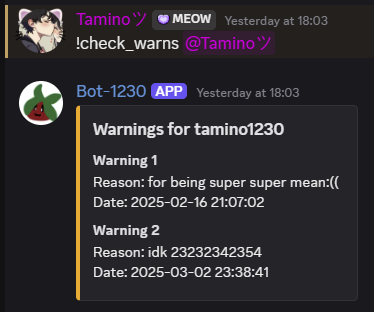 Check_warns Command Example