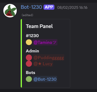 Team Panel Command Example